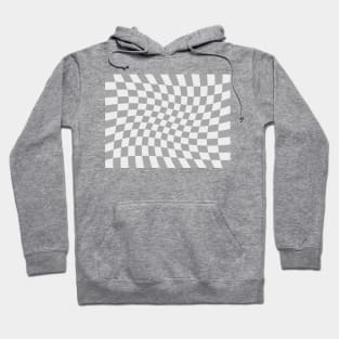 Twisted Checkered Square Pattern - Grey Tones Hoodie
